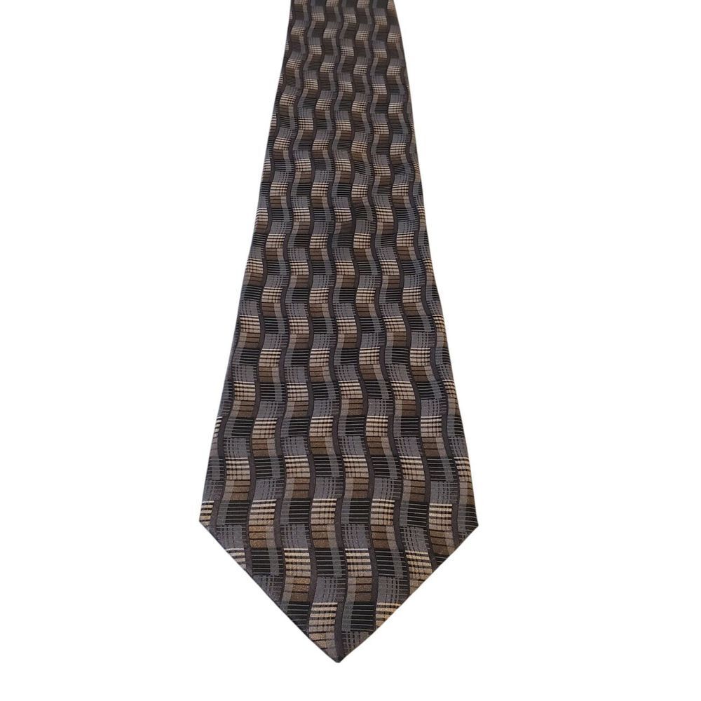Puritan Neck Tie Mens Luxury Gray Brown Black Geometric Business Casual‎ Office